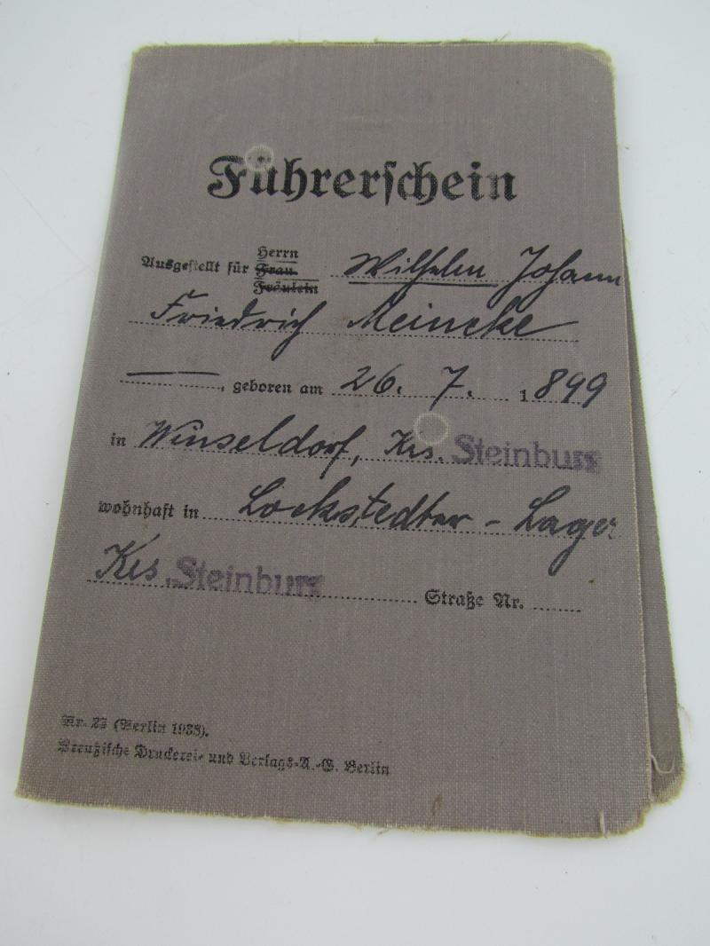 German Drivers License Dated 1938 With Photo