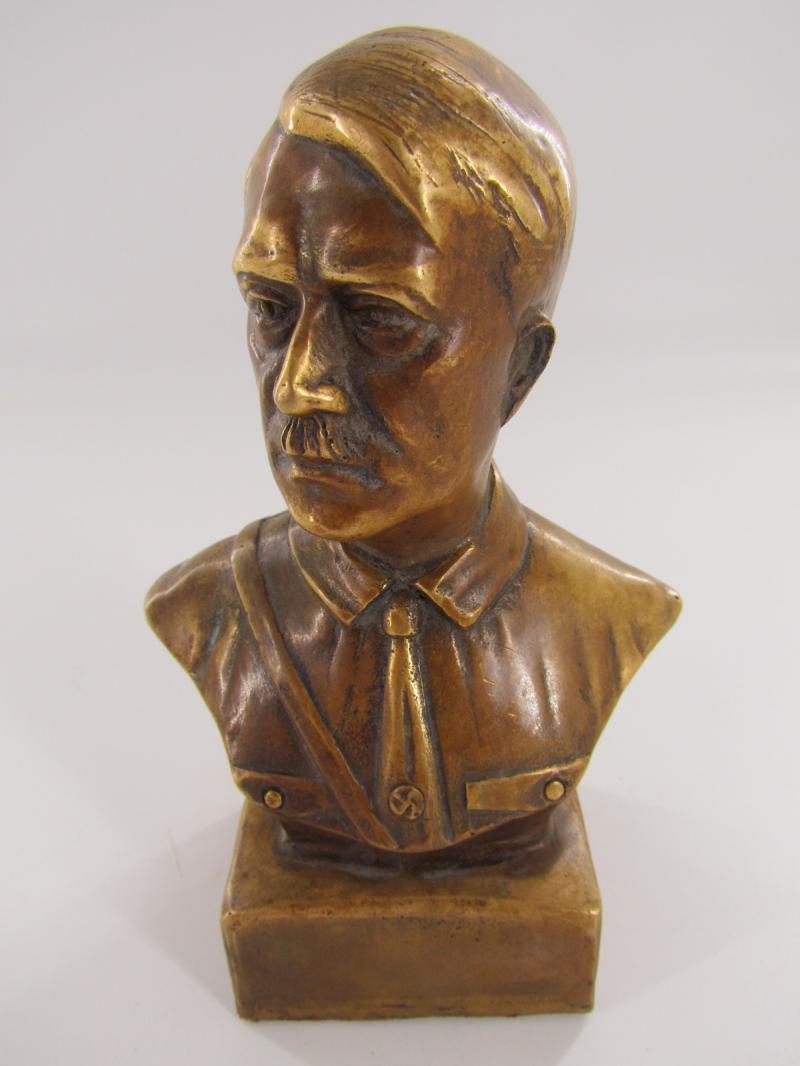 Brass material bust of Adolf Hitler