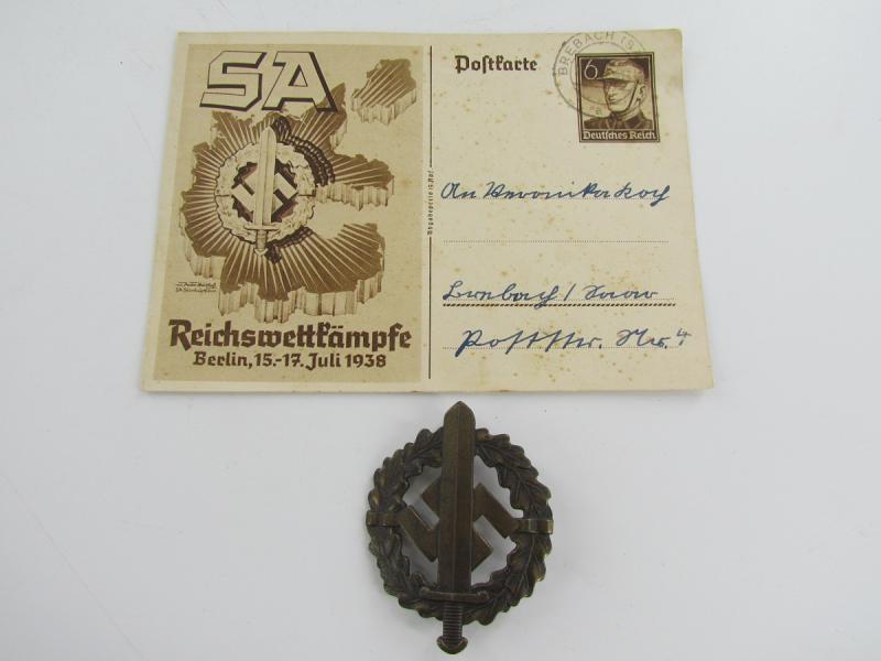 SA Sportabzeichen, Bronze, Numbered and Maker Marked