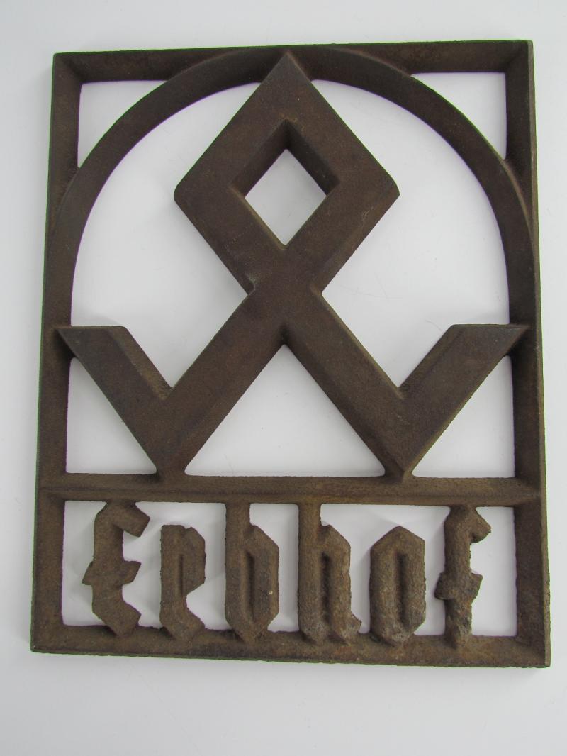 Original Cast Iron 'Erbhof' Sign...Very Rare !!