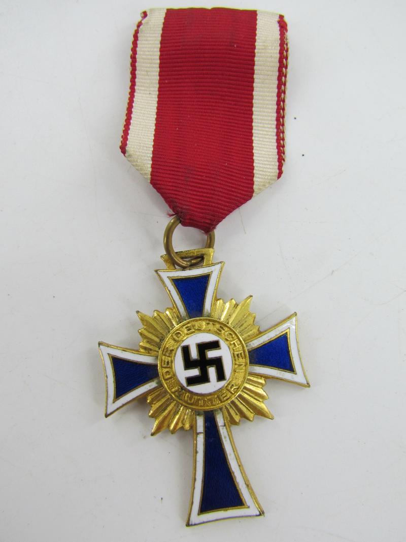 Mothers Cross In Gold With Red/White Ribbon