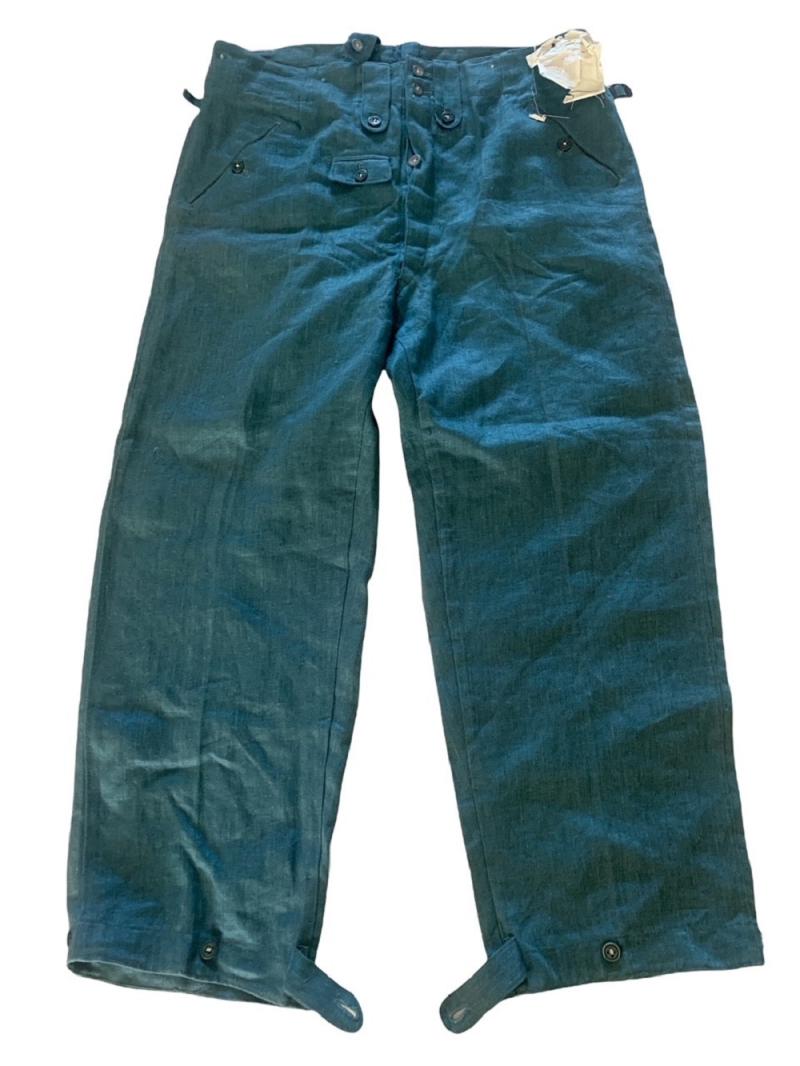 WH/SS Green ( Police ) M43 Unissued HBT ( Drillich ) Trousers With Factory Label