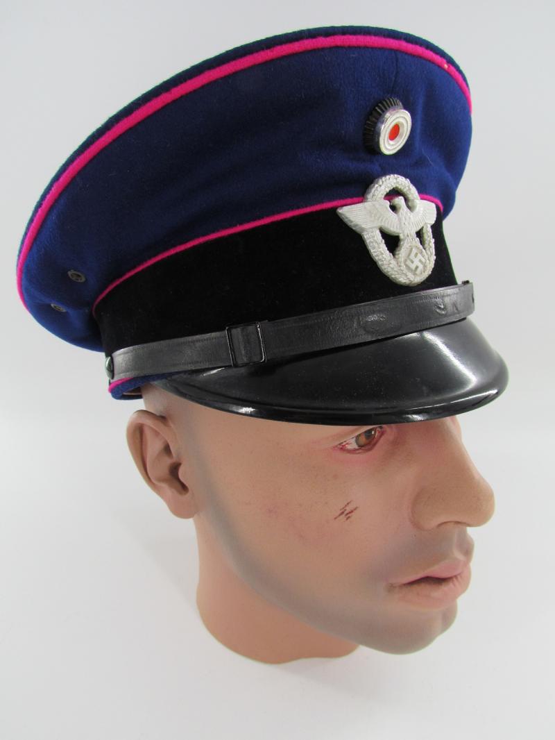 German Feuerschutzpolizei ( Fire Police ) EM/NCO Visor Cap