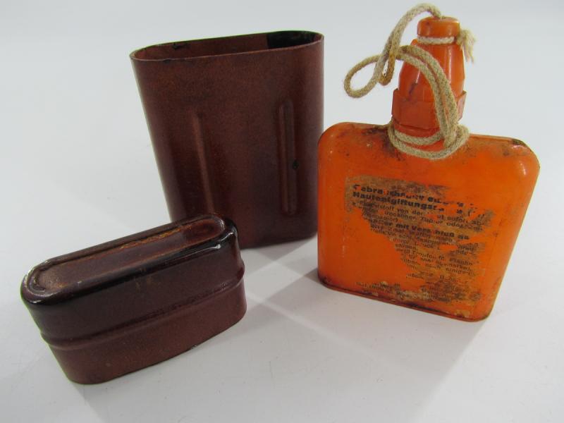 Wehrmacht Skin Decontamination Flask With Rare Carrier