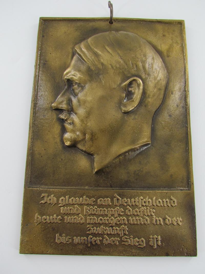 Adolf Hitler Brass Wall Plaque