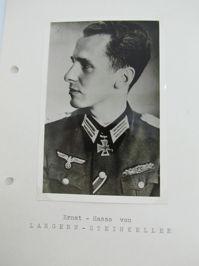 1 x Original Photo From Knight's Cross Bearer Ernst Von Langenn-Steinkeller