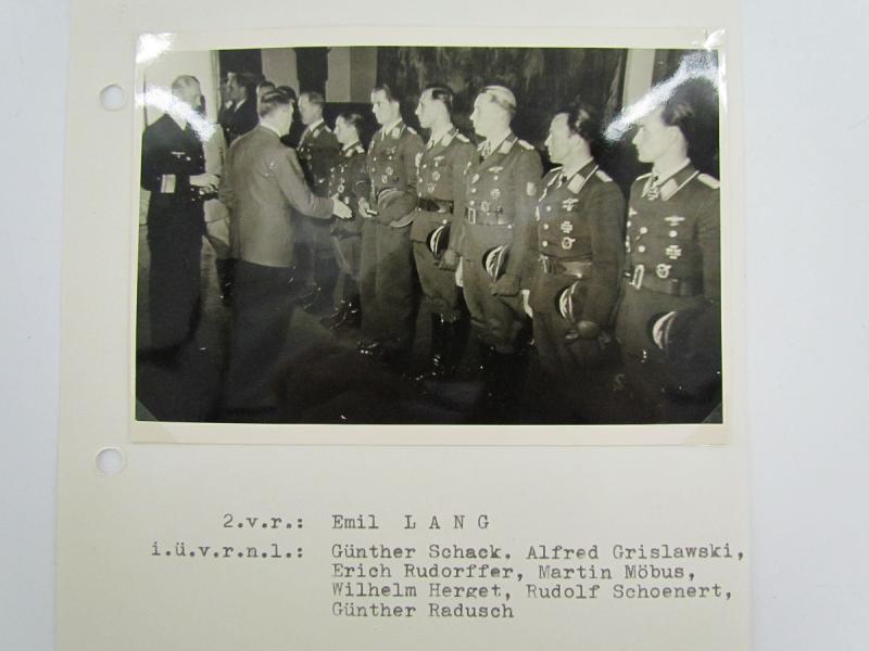 Original Photo Fighter Ace Emil Lang and Others and Adolf Hitler