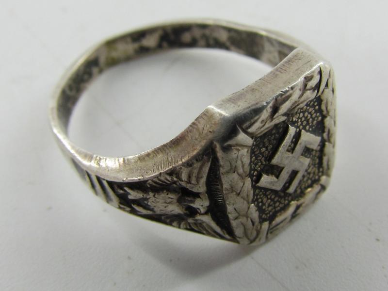 NSDAP Swastika Ring Silver Nazi Party Member