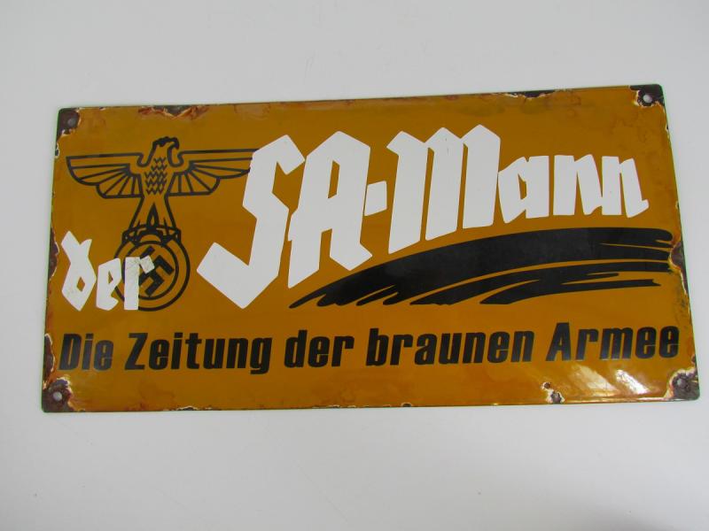 Der SA-Mann Newspaper Enamel Sign ( Reproduction  ? )
