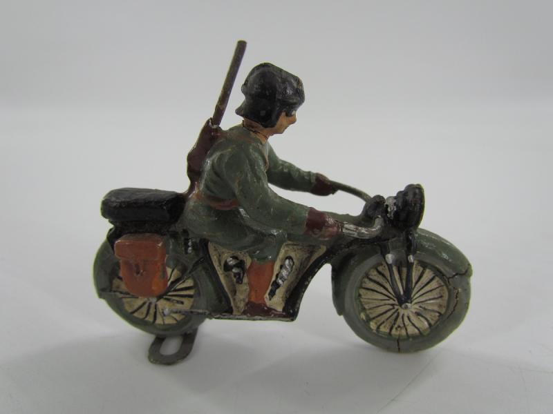German Soldier On a Motor Bike ( Lineol )