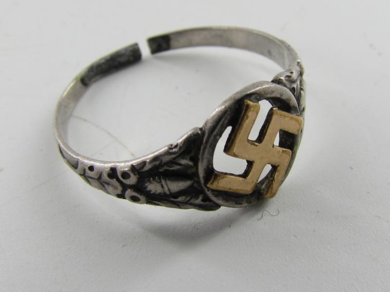 NSDAP Swastika Ring Silver Nazi Party Member