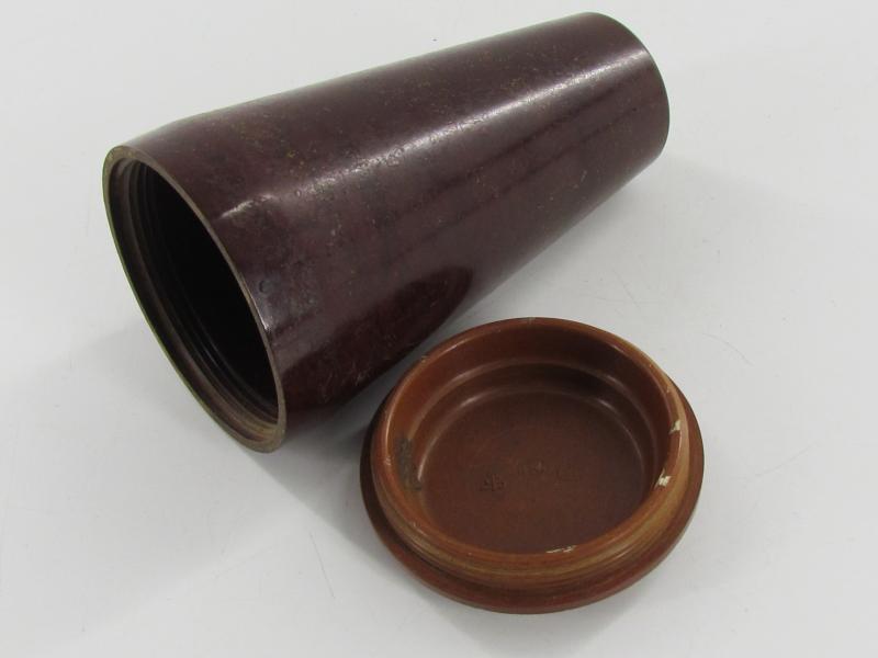 German Chocolate Brown Bakelite Zünderbüchse 1 ( Fuse Container )1938