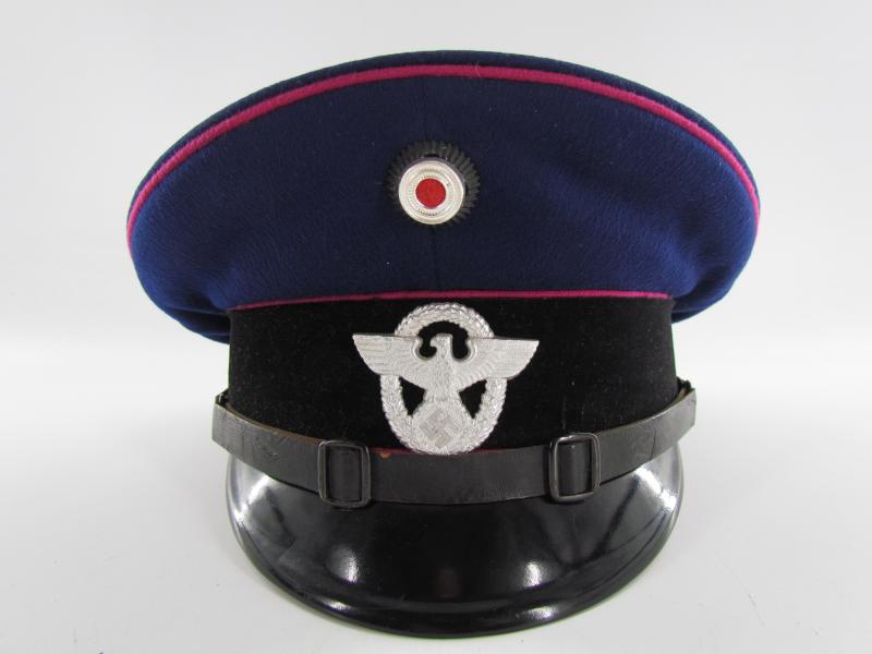 German Feuerschutzpolizei ( Fire Police ) EM/NCO Visor Cap