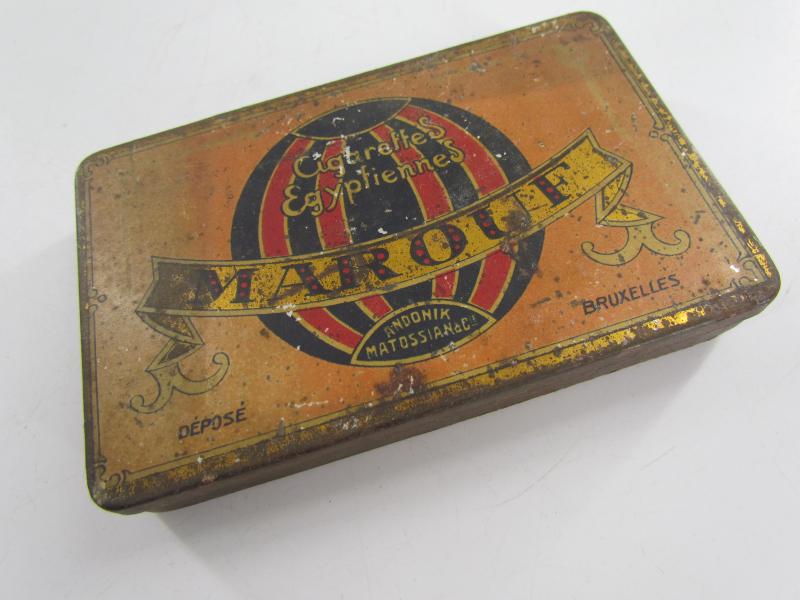 Old Iron Metal Box Egyptian Cigarettes MAROUF