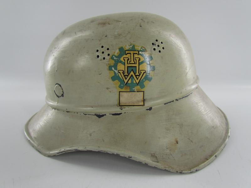 Original Steel Air Raid Gladiator Helmet Used by THW