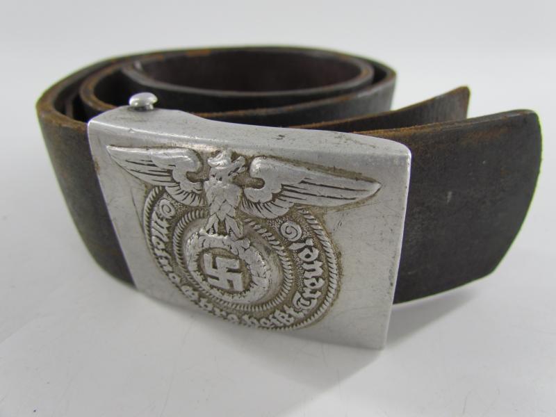 Aluminium Belt Buckle – Waffen-SS – RZM 822/37 with Belt