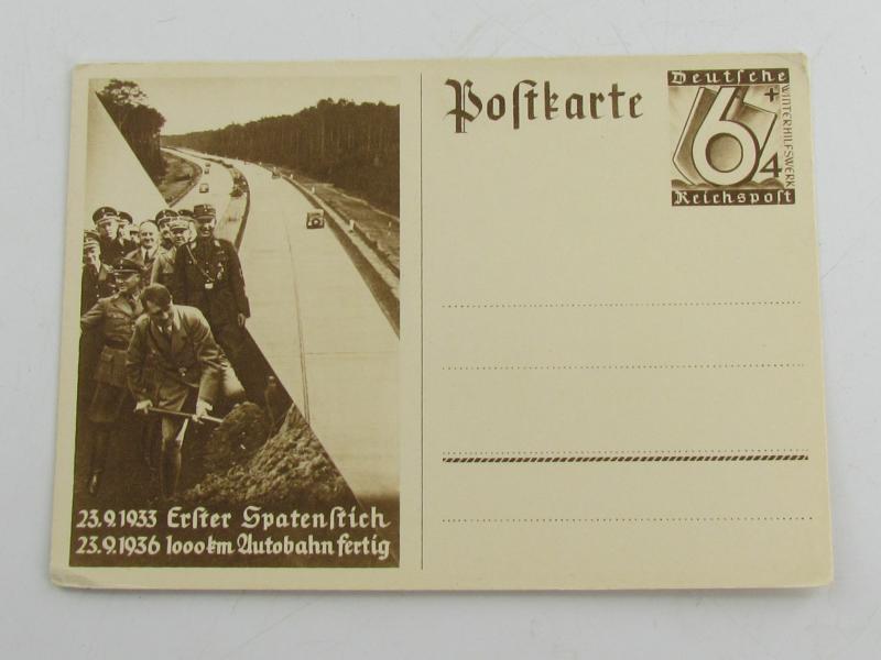(Postcard) 1933 Erster Spatenstich – 1000 KM Autobahn Fertig (1936)