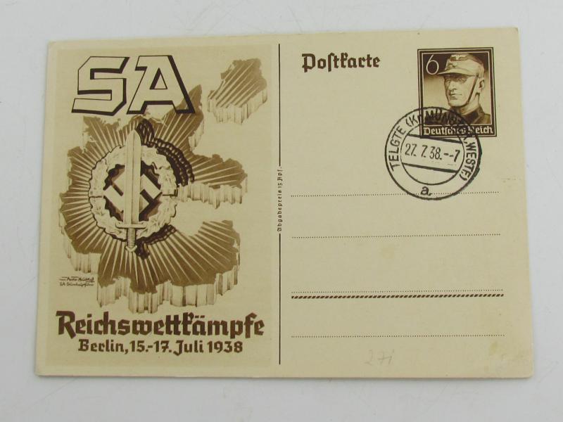 SA postcard - Reichswettkämpfe, Berlin 1938