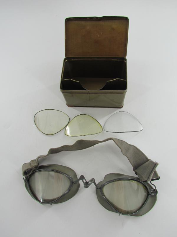 Wehrmacht (Heer) Kradmelderbrille / Goggles in Box