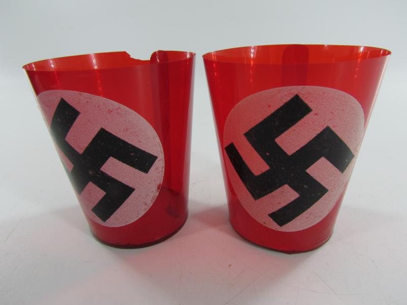 2 x NSDAP Political Party Celluloid Candle Holders, Original