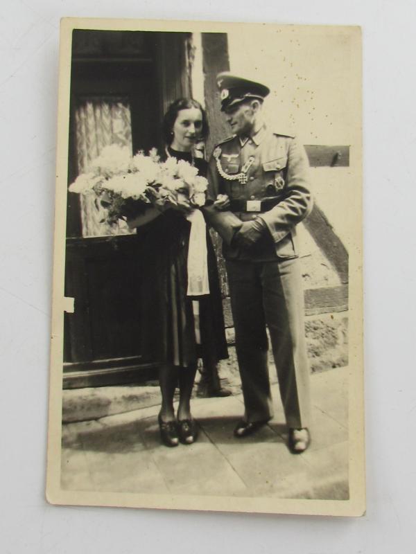 2x Portrait Photo of a Wehrmacht Soldier with his Wife