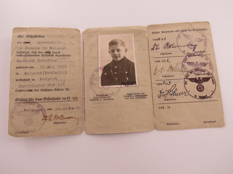 Hitler Youth Student ID Card