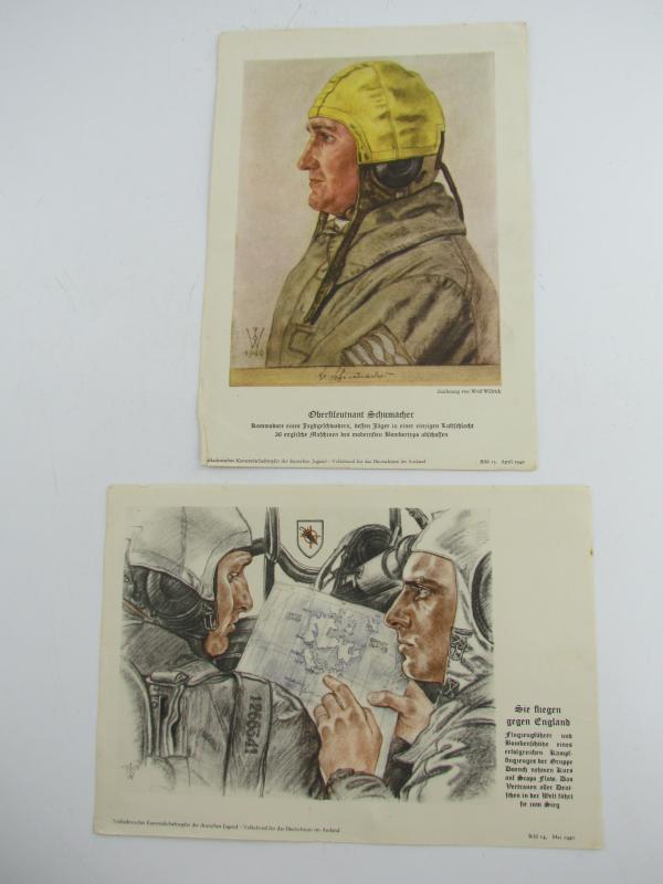 2x Portrait Photos German Pilots ( Willrich )