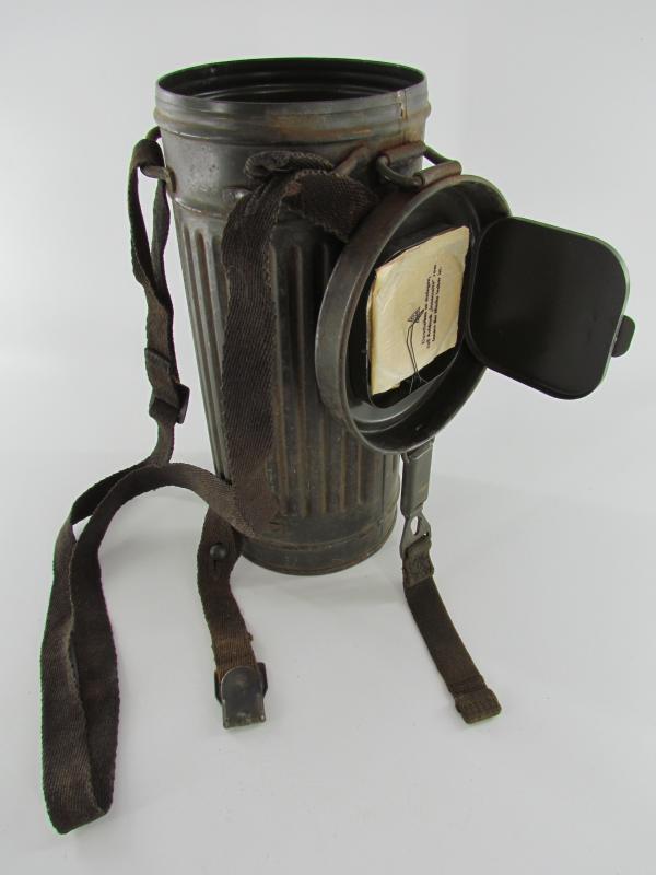 WH/SS Gasmask Cannister with Straps Marked 1942
