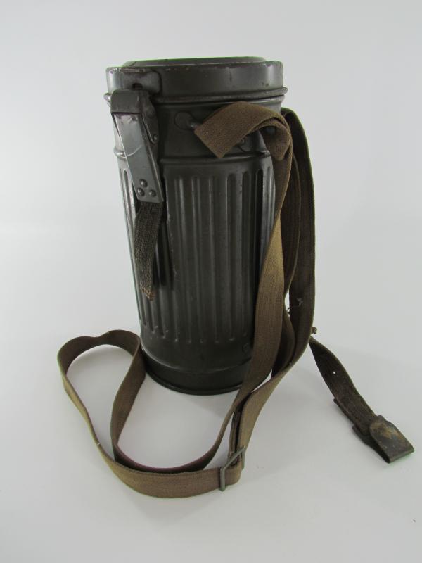 Wehrmacht Early Short Gasmask Cannister with Straps