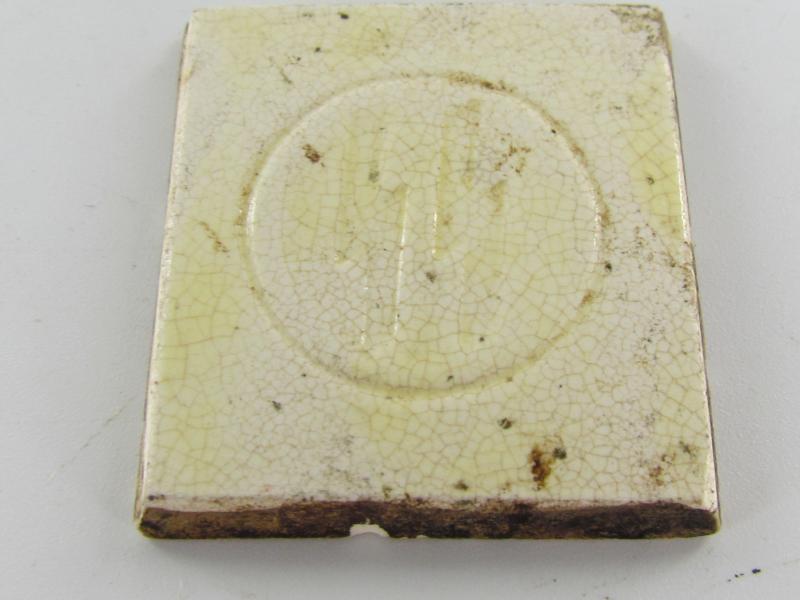 Third Reich Porcelain ( Winterhilfswerk ? ) Small Tile with SS Runes