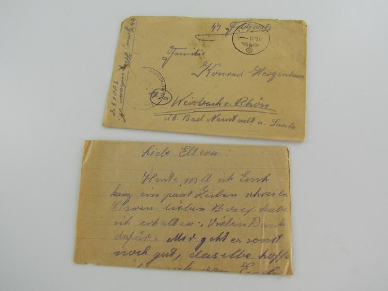 SS Field Post from Soldier to Family...dated 1944