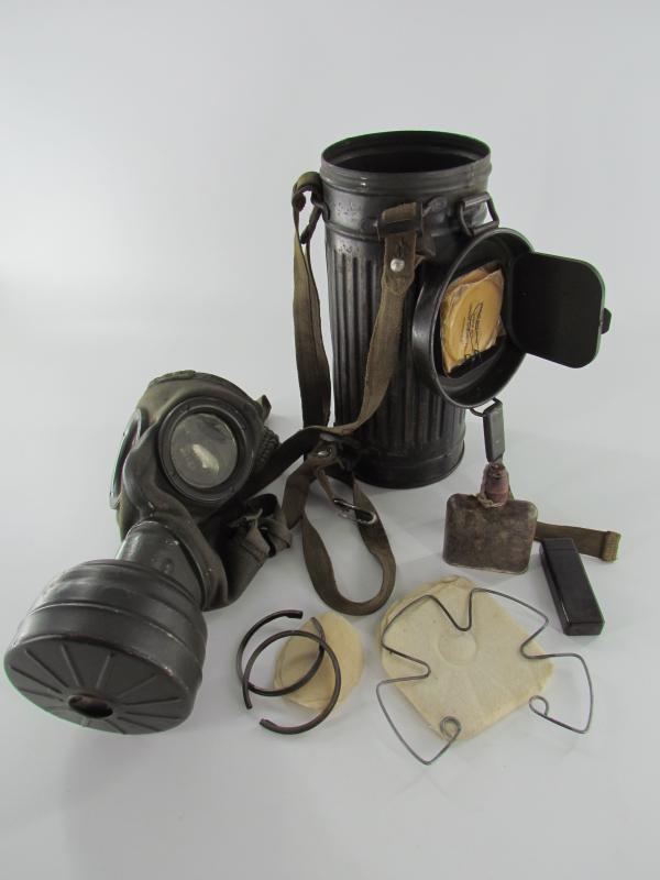 WH/SS Gasmask Cannister With Straps And All Contents Marked ET1939