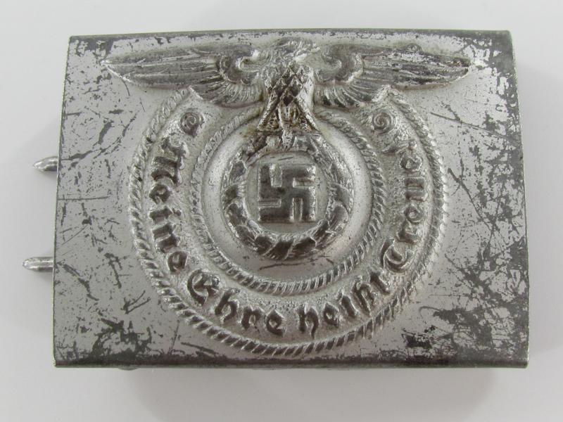 Late war unmarked Steel Waffen-SS buckle by Overhoff