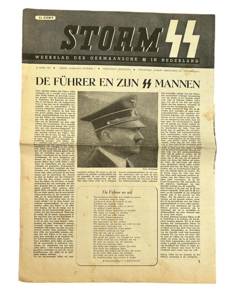 Dutch Waffen SS Newspaper – Storm SS No 2 April 16th 1943