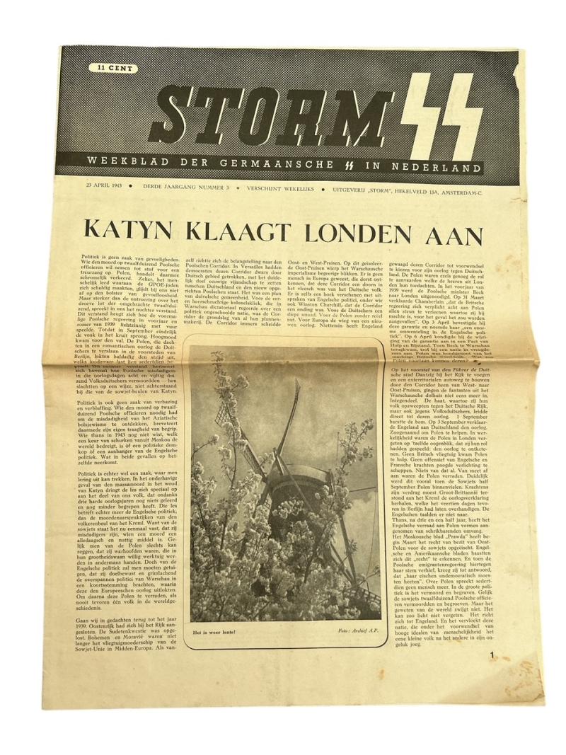 Dutch Waffen SS Newspaper – Storm SS No 3 April 23th 1943