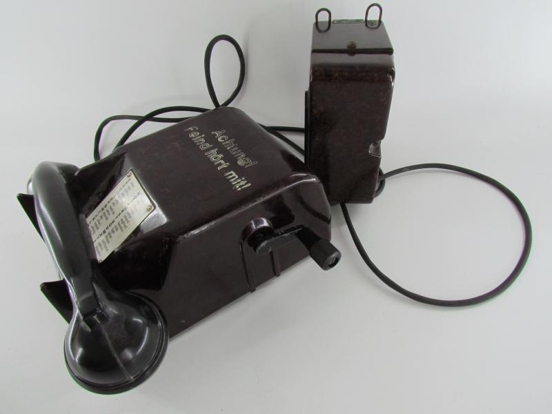 Wehrmacht Bakelite Desk telephone 38 with side box dated 1944