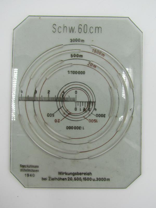 Artillery Range Card by Franz Kuhlmann Wilhelmshaven 1940