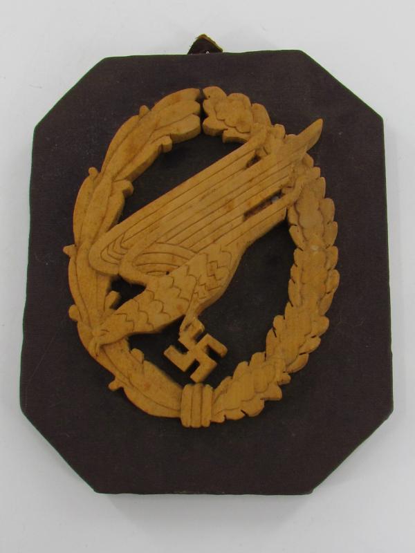 Wood carving of a Luftwaffe Paratroopers badge