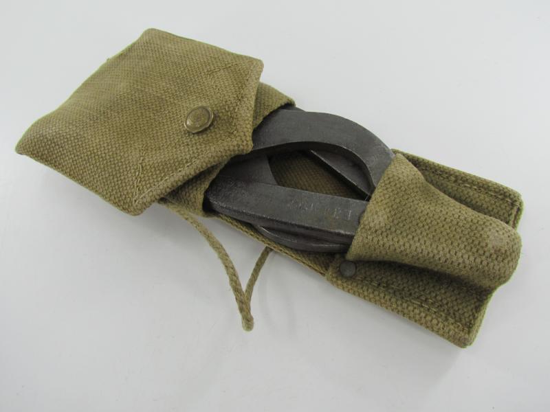 British WWII Wire Cutter in ( Blancoed ) Webbing Cover