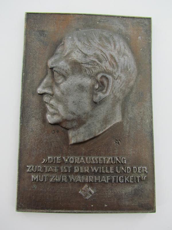 Adolf Hitler Award Plaque for NSDAP Officials