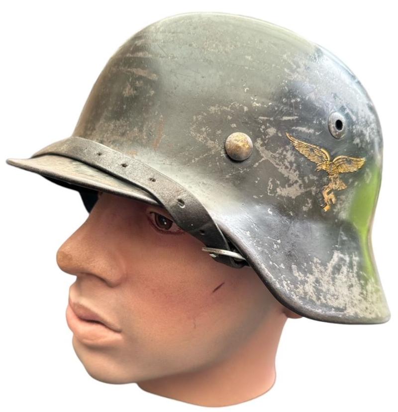 Early M35 Luftwaffe DD Helmet With Droop Tail Eagle ET64