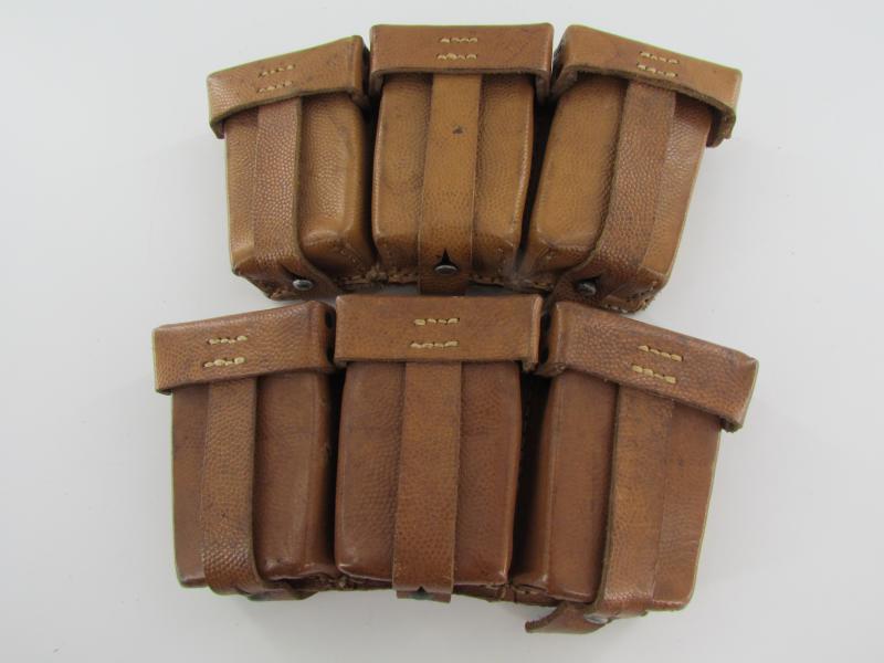 RARE matching set of brown leather K98 ammunition pouches