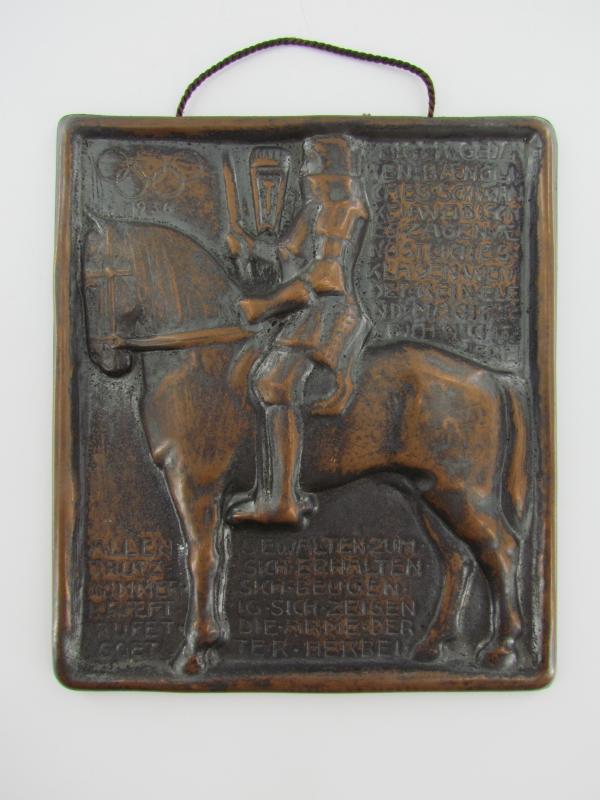 WW2 Era German 1936 Olympic Wall Plaque