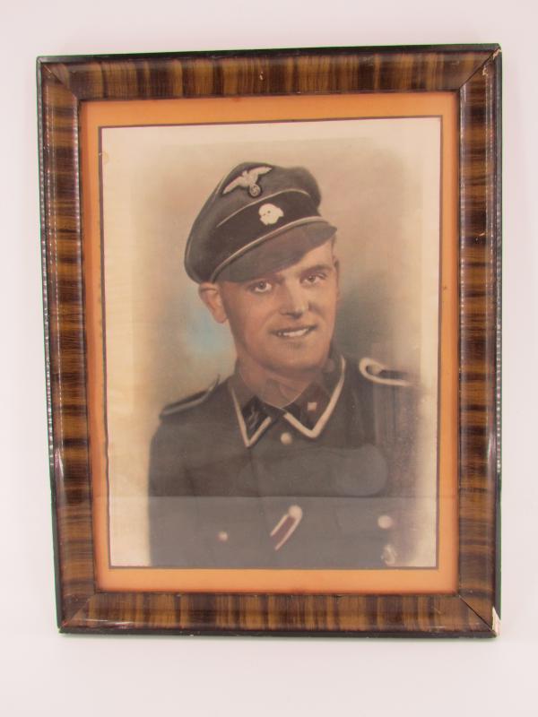 Large Portrait Photo of an SS Panzer Soldier ( KIA Riga 1944 )