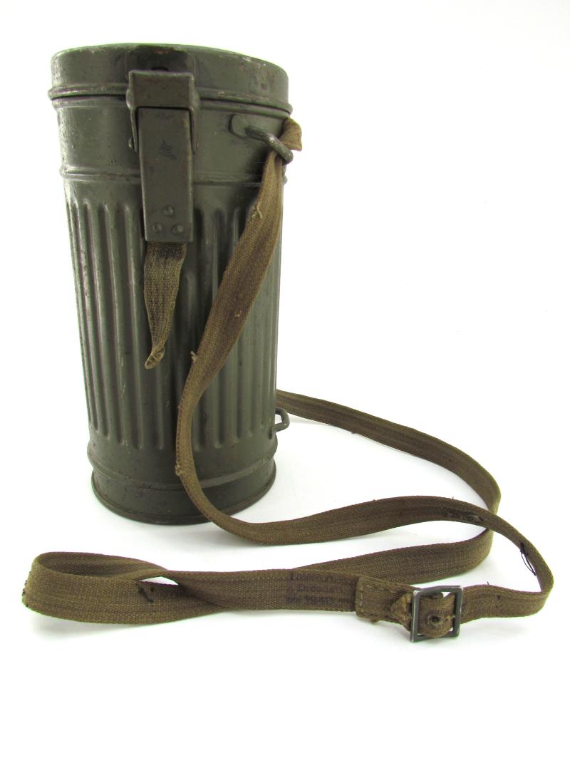 Wehrmacht Early Short Gasmask Cannister With Straps