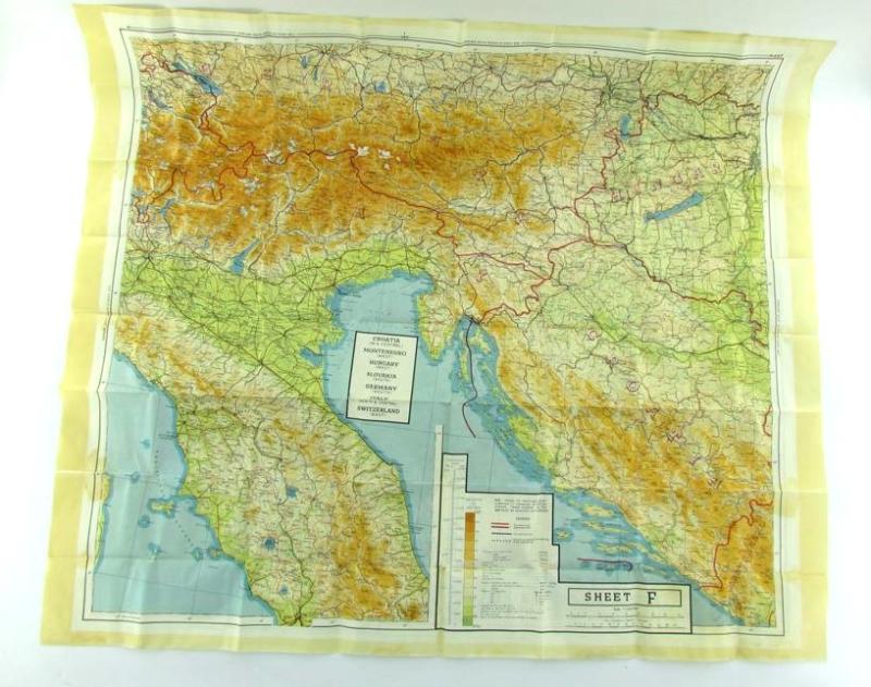 US WWII Silk escape map 43E/43F in Map Case