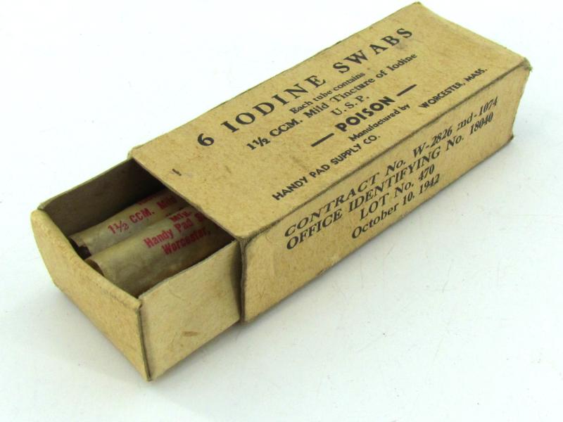 US WWII Medical Iodine Swabs