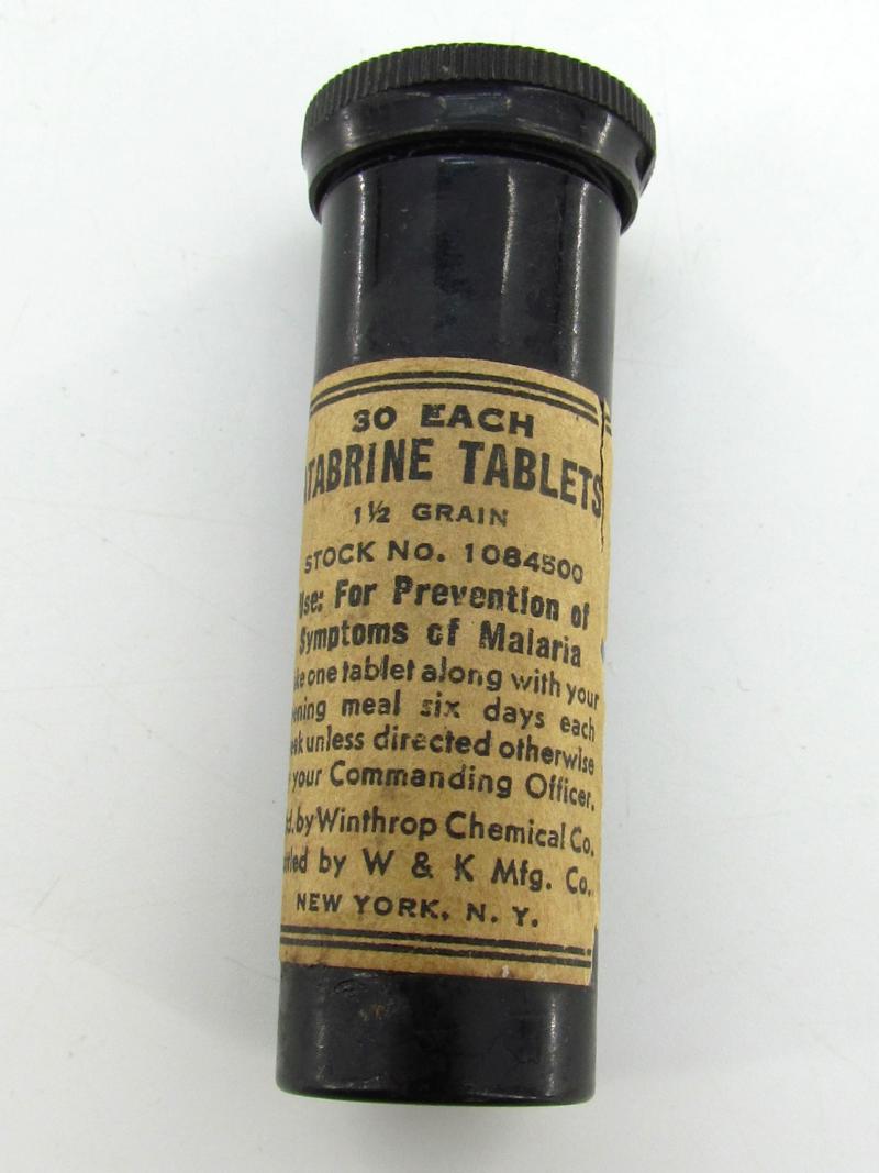 US WWII Tube with Atabrine Tablets