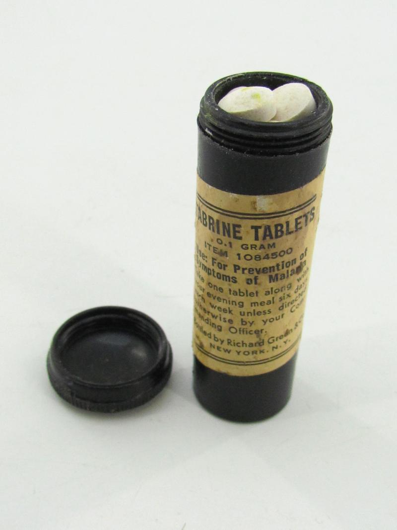 US WWII Tube with Atabrine Tablets