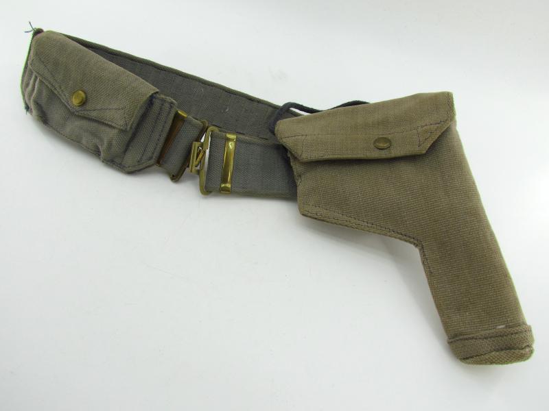 British WWII RAF Blue Web Pistol Holster, Ammo Pouch & Belt Set